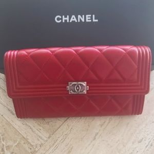 **SOLD** Chanel Boy Large Red Wallet